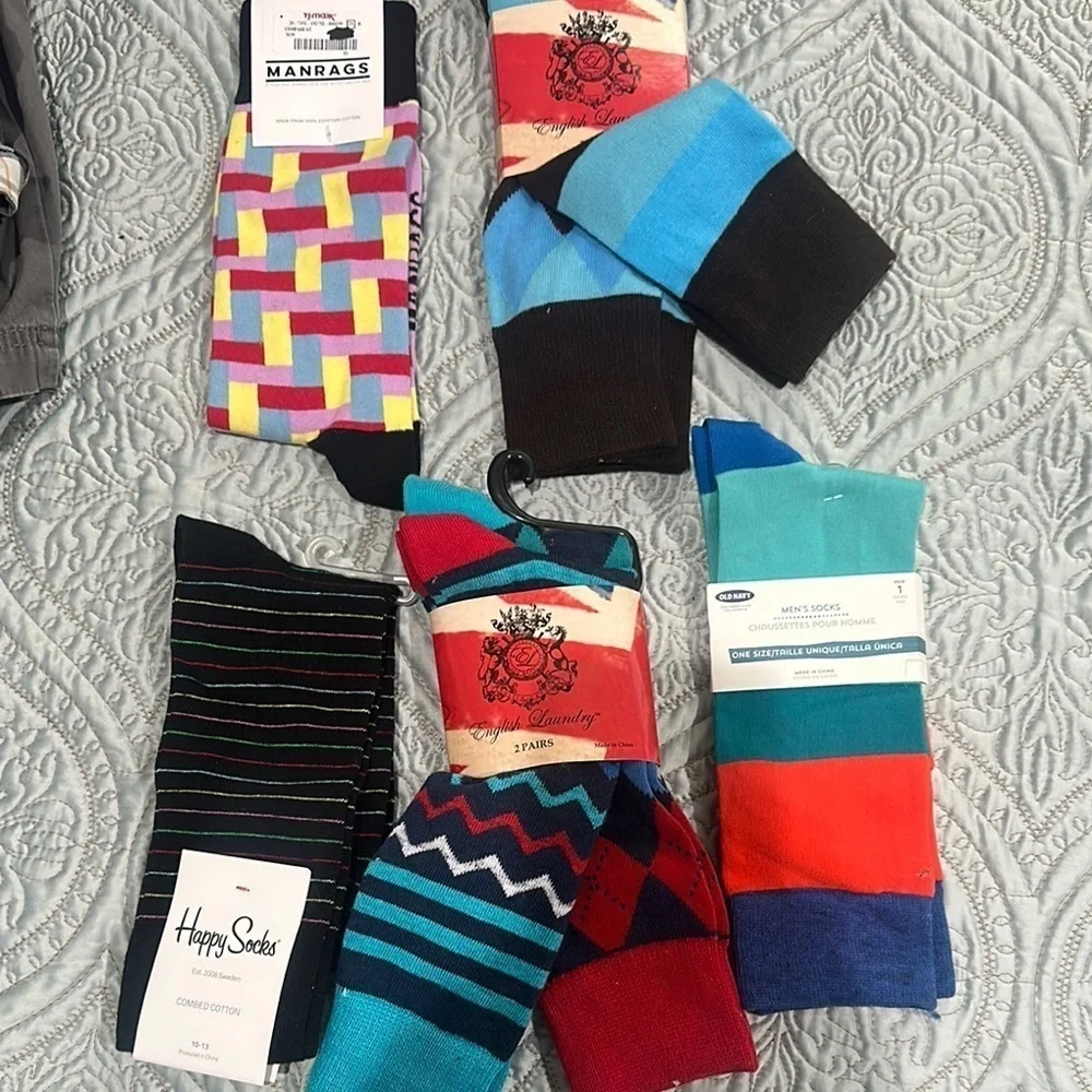 Men’s fun socks, size 10-13 seven pair all new